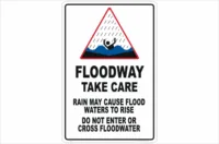 Floodway Take Care sign