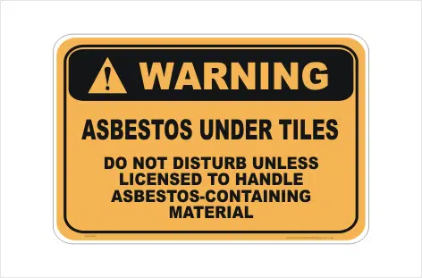 Asbestos Tile Warning sign