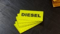 Diesel fuel Reflective fluro yellow sticker