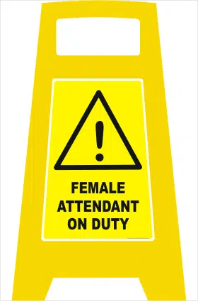 Female Attendant on Duty sign