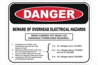 Overhead electrical hazards sign