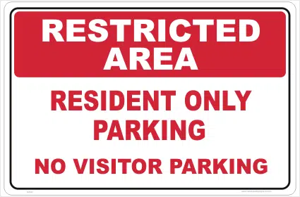 Resident Only Parking sign