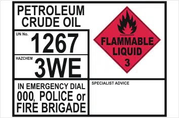 Emergency Information transport Panel - Petroleum Crude Oil