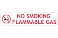 No Smoking flammable gas sign