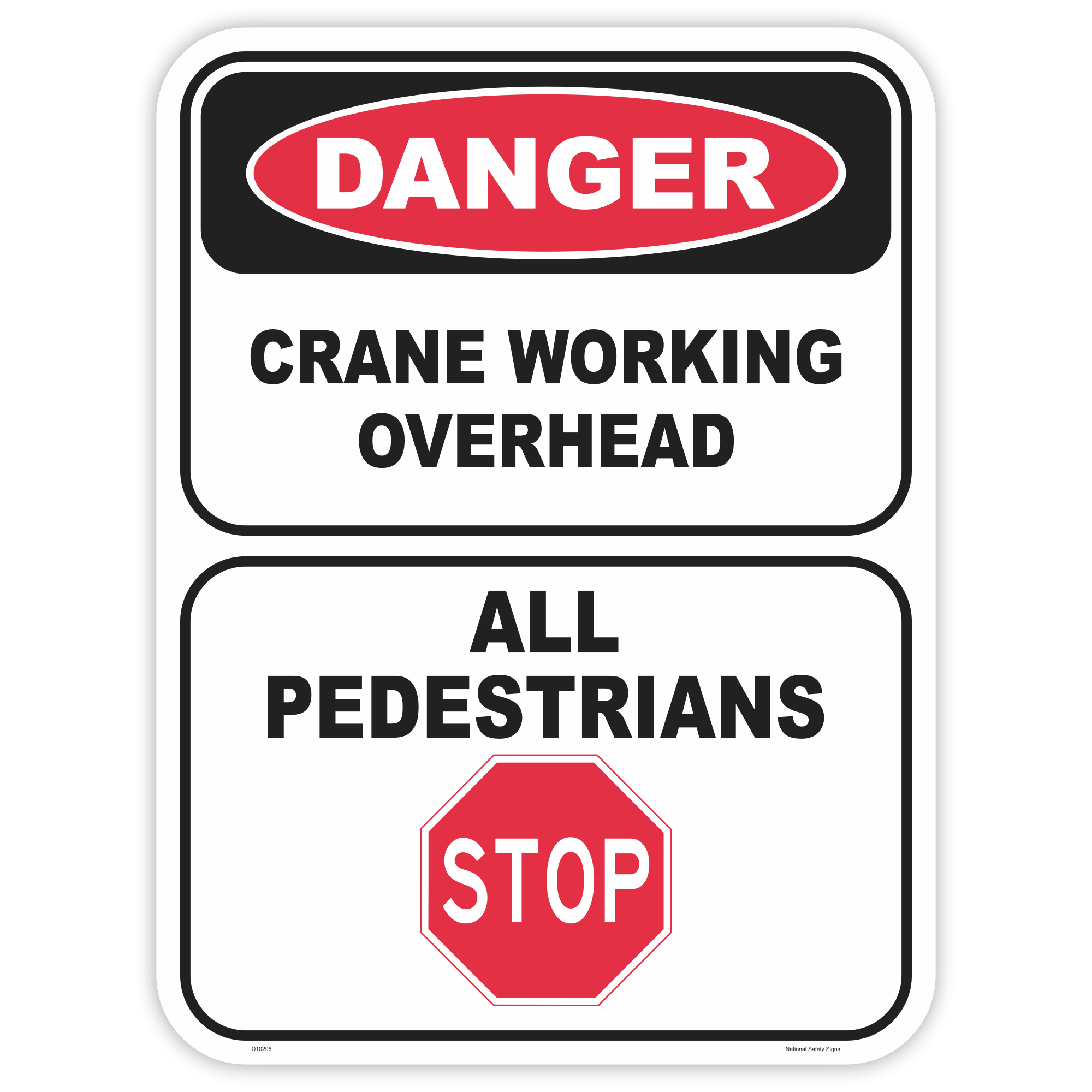 Danger crane overhead safety sign - AS1319 compliant, National Safety Signs Australia