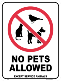 No Pets Allowed sign      P2291