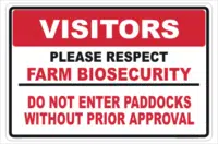 Farm Biosecurity Paddock sign