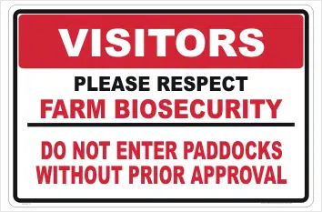 Farm Biosecurity Paddock sign