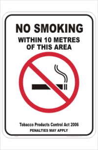WA No Smoking within 10 metres sign