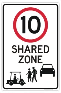 Golf Cart Shared zone sign