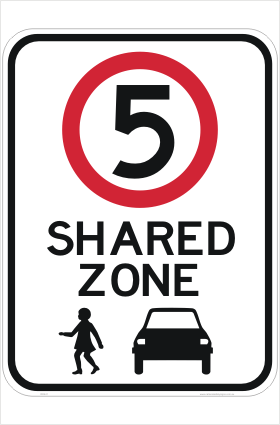 Shared Zone 5KPH sign