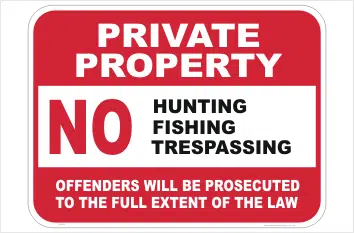 Private Property No Trespassing sign