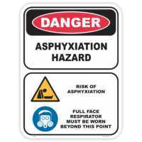 Danger asphyxiation hazard safety sign - AS1319 compliant, National Safety Signs Australia