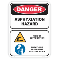 Danger asphyxiation safety sign - AS1319 compliant, National Safety Signs Australia
