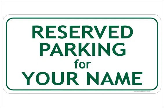Reserved Parking sign red