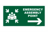 Emergency Assembly Point Right arrow sign
