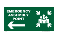 Emergency Assembly Point Left arrow sign