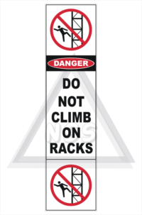 Do Not Climb on Racks sign