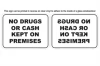 Drugs Cash window sign