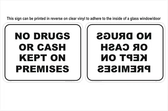 Drugs Cash window sign