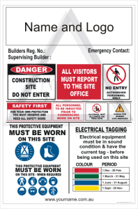 Australian Building contractors sign - National Safety Signs - Colour tags
