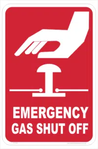 Emergency Gas Shut Off sign