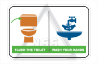 Flush Toilet Wash Hands sign