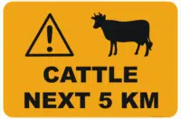 Cattle next 5km sign