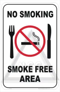 No Smoking Food Area Sign