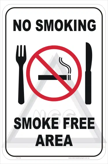 No Smoking Food Area Sign