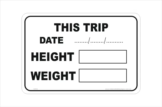 Trip Height and Weight sticker