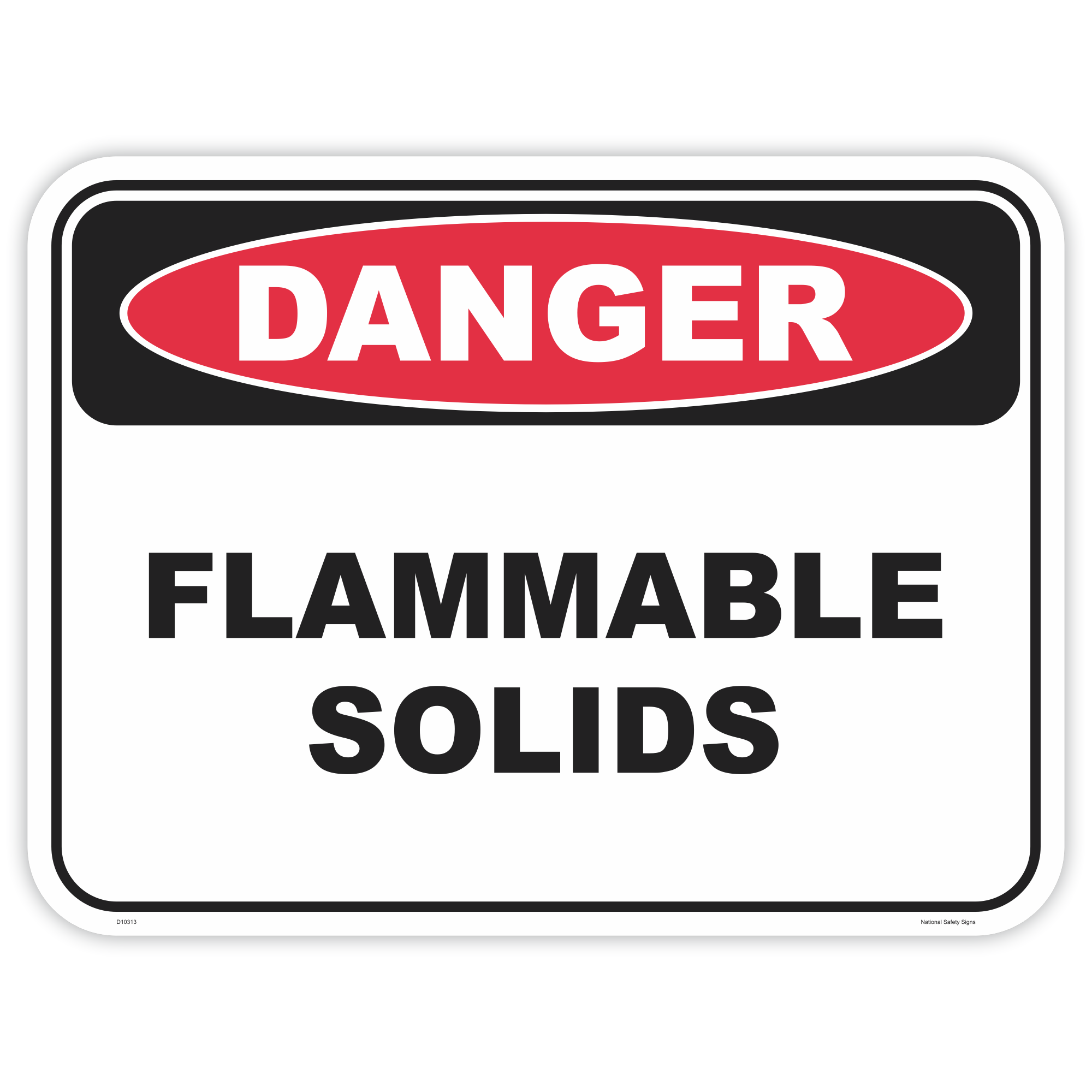 Danger flammable solids sign - AS1319 compliant, National Safety Signs Australia