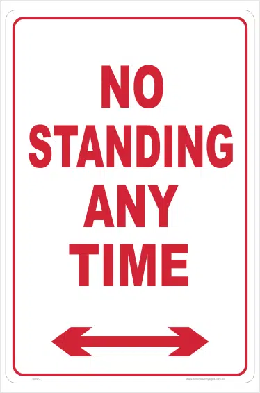 No Standing Anytime sign