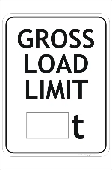 Gross Load Weight Limit Sign