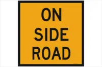 Roadworks on side road sign