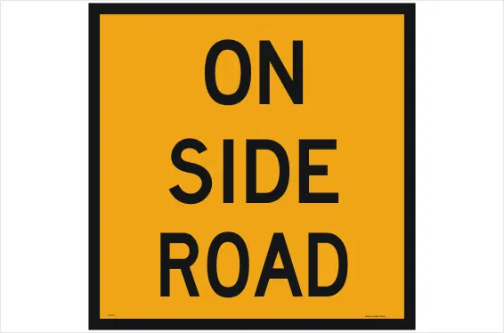 Multi Message Roadworks on side road sign
