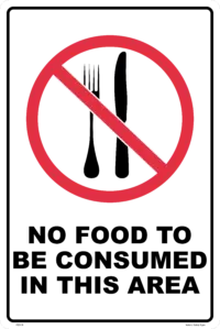 No Food in this area sign P22108