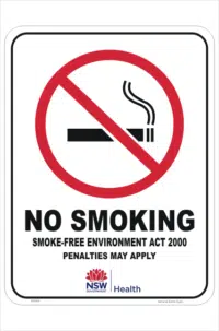 NSW No Smoking sign