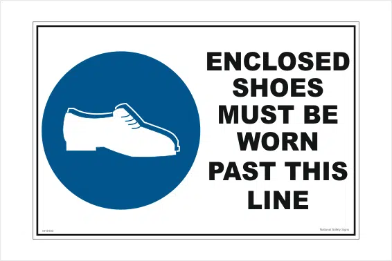 Enclosed Shoes Must be Worn beyond this Line