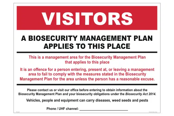 Farm Biosecurity Management Sign
