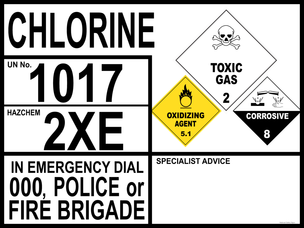 Chlorine Transport Placard National Safety Signs