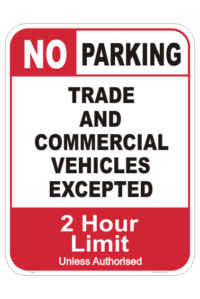 No Parking, Trade vehicles only - Restricted Vehicle Type Parking Signs