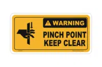 Pinch Point Keep Clear sign