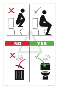 Combined Squatting Toilet Paper Sign
