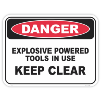 Danger explosive powered tools safety sign - AS1319 compliant, National Safety Signs Australia