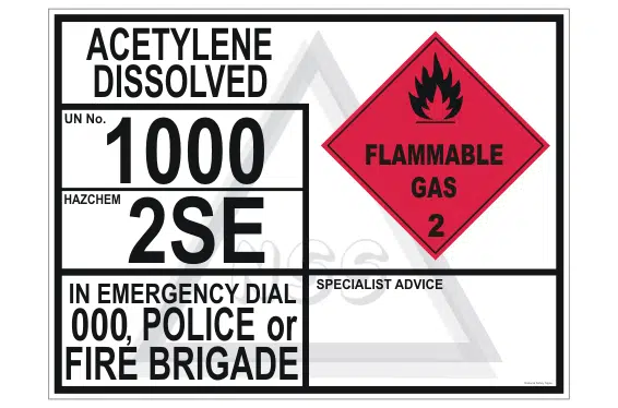 Acetylene Dissolved Emergency Information Panel  H15151