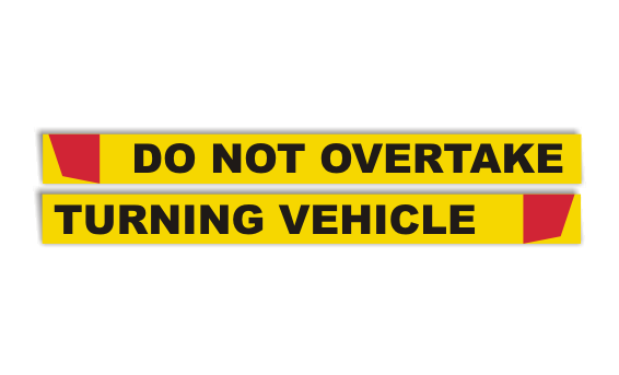 do not overtake turning vehicle strip