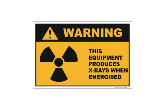 This Equipment Produces X-Rays when Energised sign