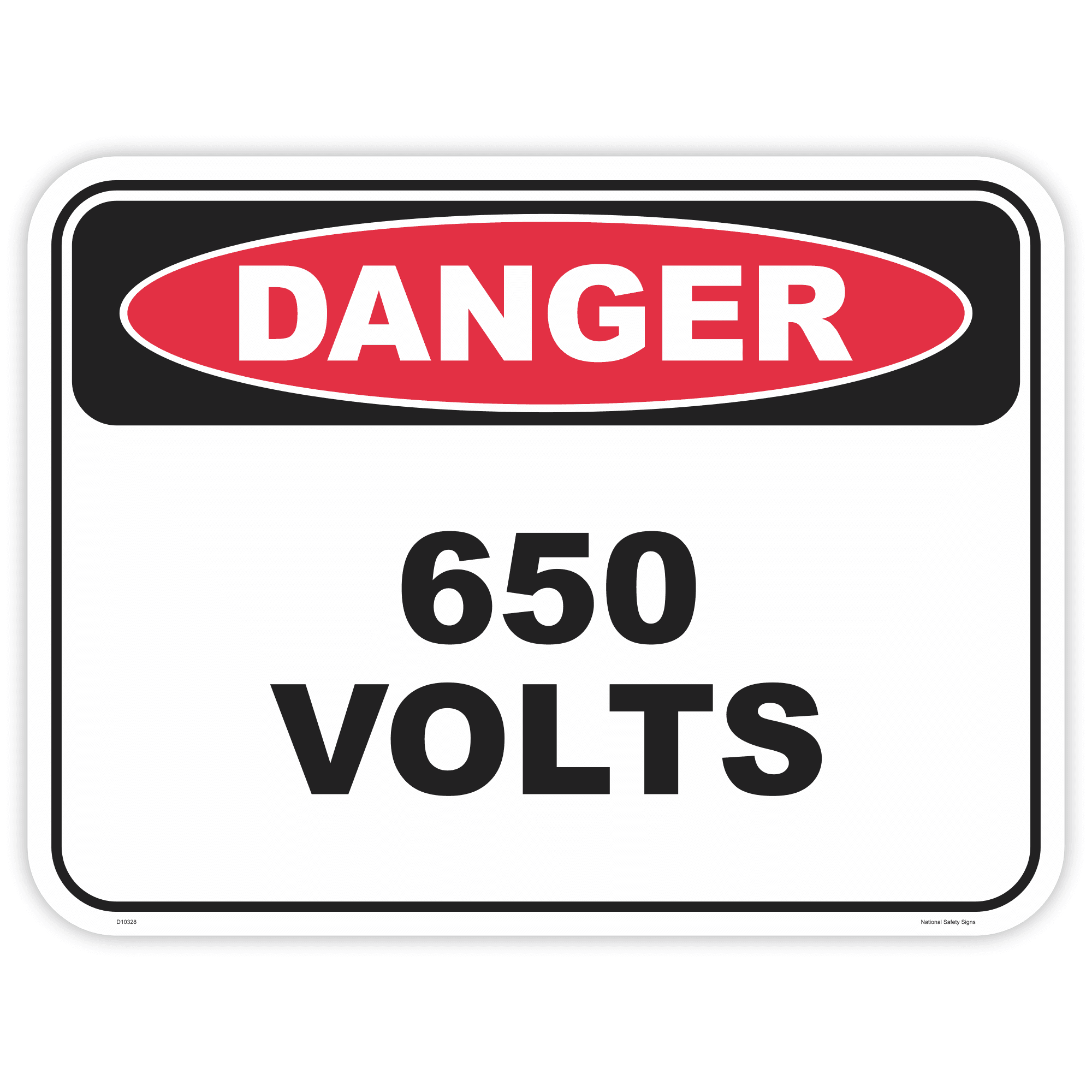 Danger 650 volts safety sign - AS1319 compliant, National Safety Signs Australia
