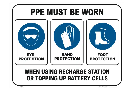 Battery Recharge Station PPE sign   M18105